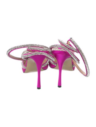 Mach & Mach Satin Bow Accents Slingback Pumps