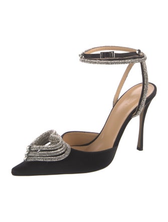 Mach & Mach Satin Crystal Embellishments Slingback Pumps