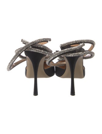 Mach & Mach Satin Crystal Embellishments Slingback Pumps