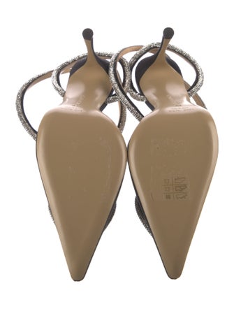 Mach & Mach Satin Crystal Embellishments Slingback Pumps