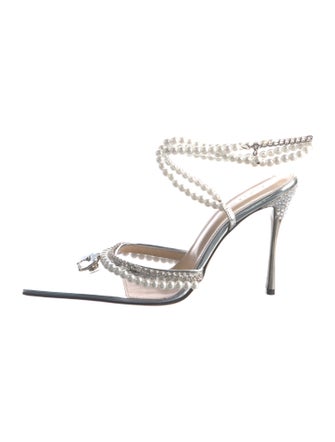Mach & Mach PVC Crystal Embellishments Slingback Pumps