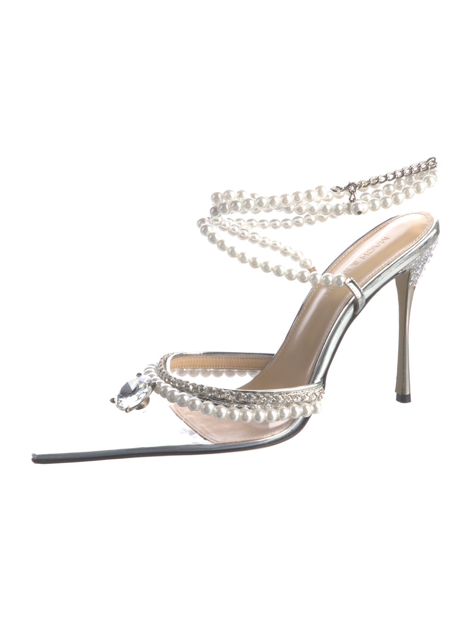 Mach & Mach PVC Crystal Embellishments Slingback Pumps