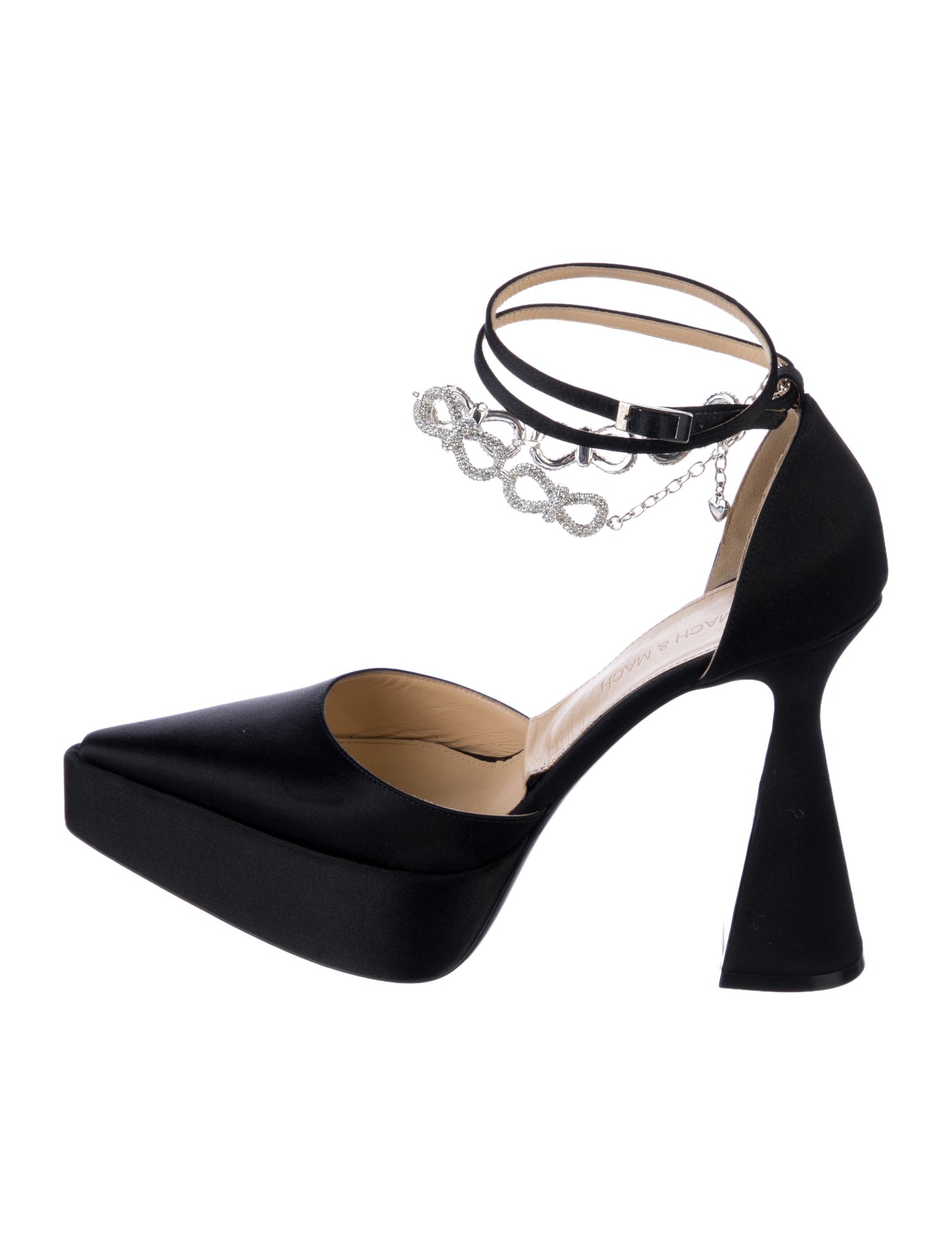 Mach & Mach Satin Chain-Link Accents D'Orsay Pumps