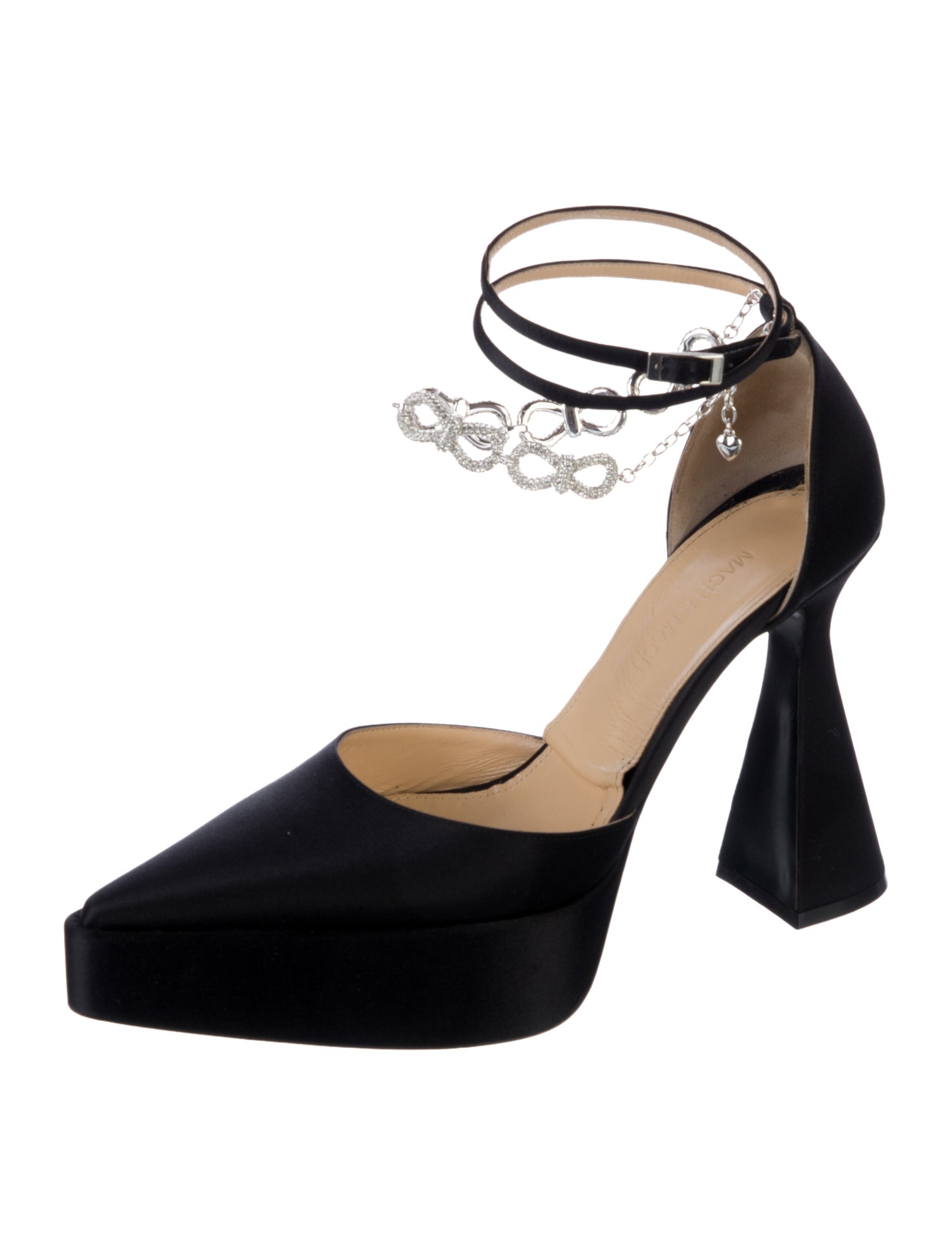 Mach & Mach Satin Chain-Link Accents D'Orsay Pumps