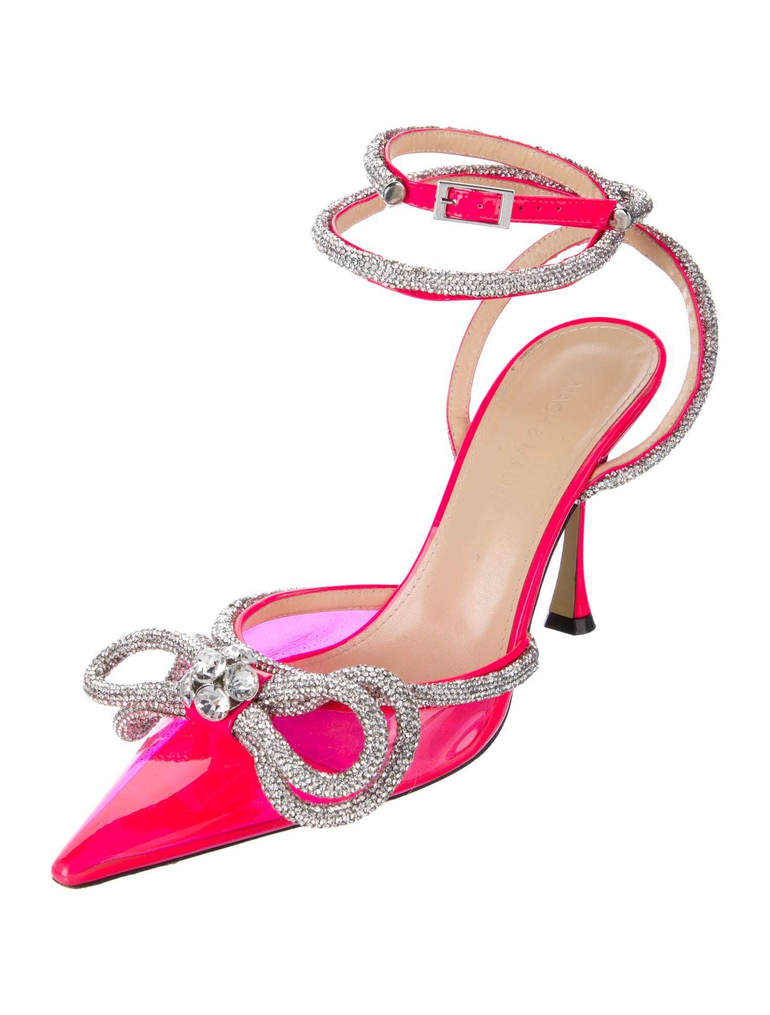 Mach & Mach Patent Leather Crystal Embellishments D'Orsay Pumps