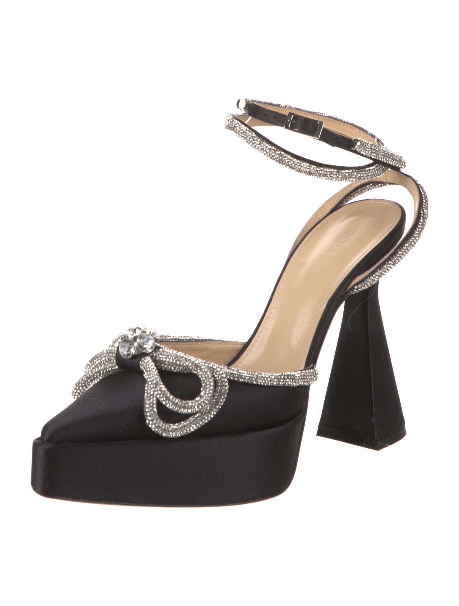 Mach & Mach Satin Bow Accents D'Orsay Pumps