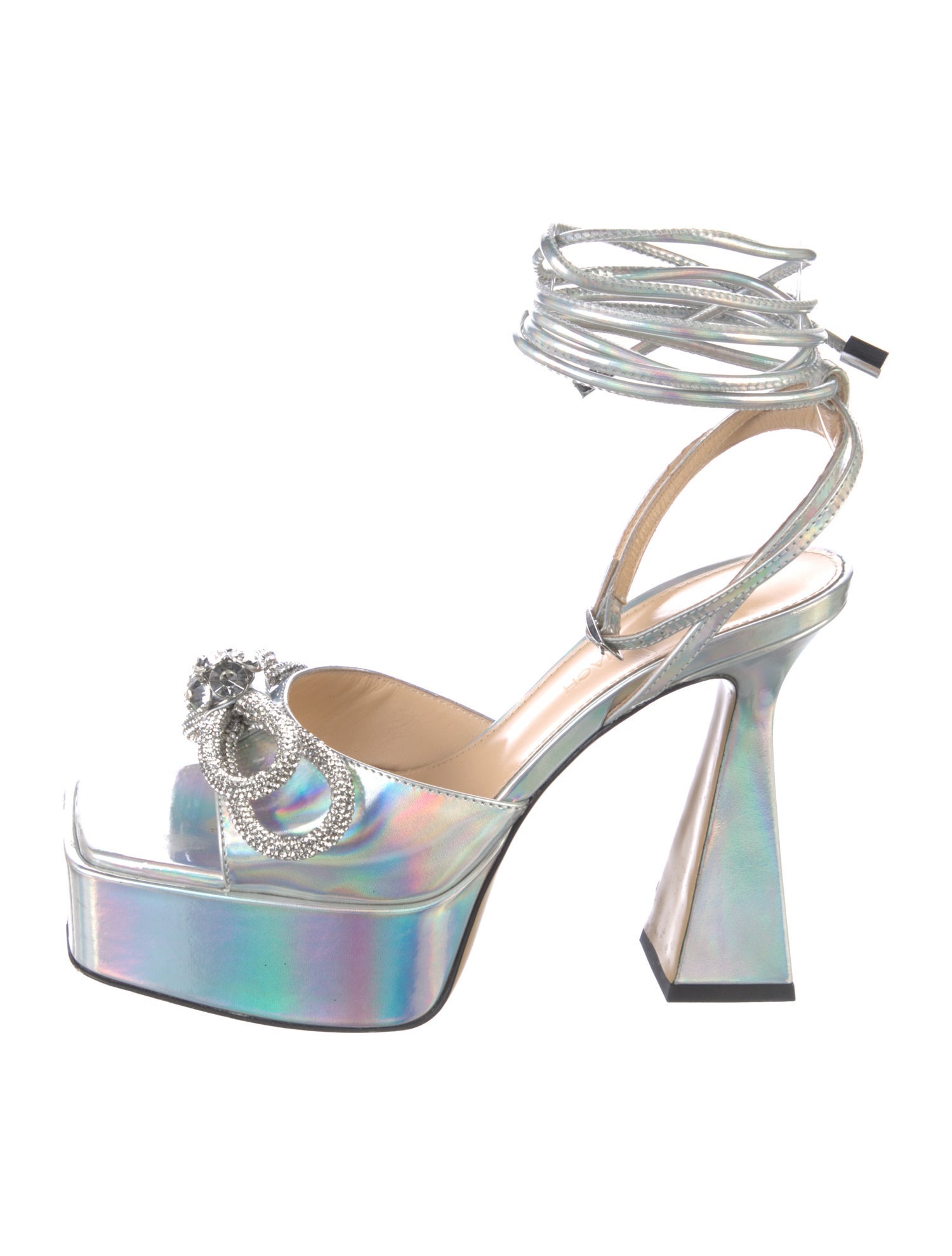 Mach & Mach Patent Leather Bow Accents Sandals