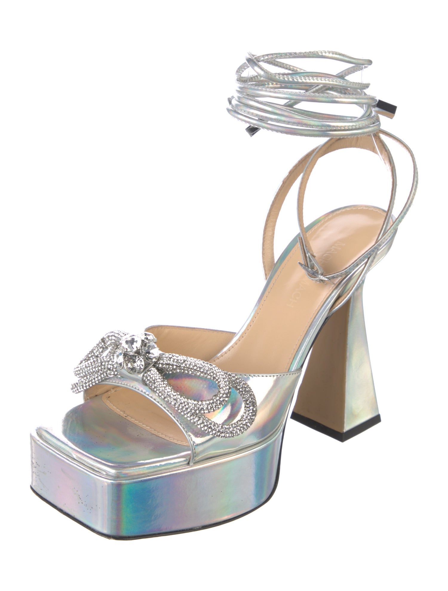 Mach & Mach Patent Leather Bow Accents Sandals