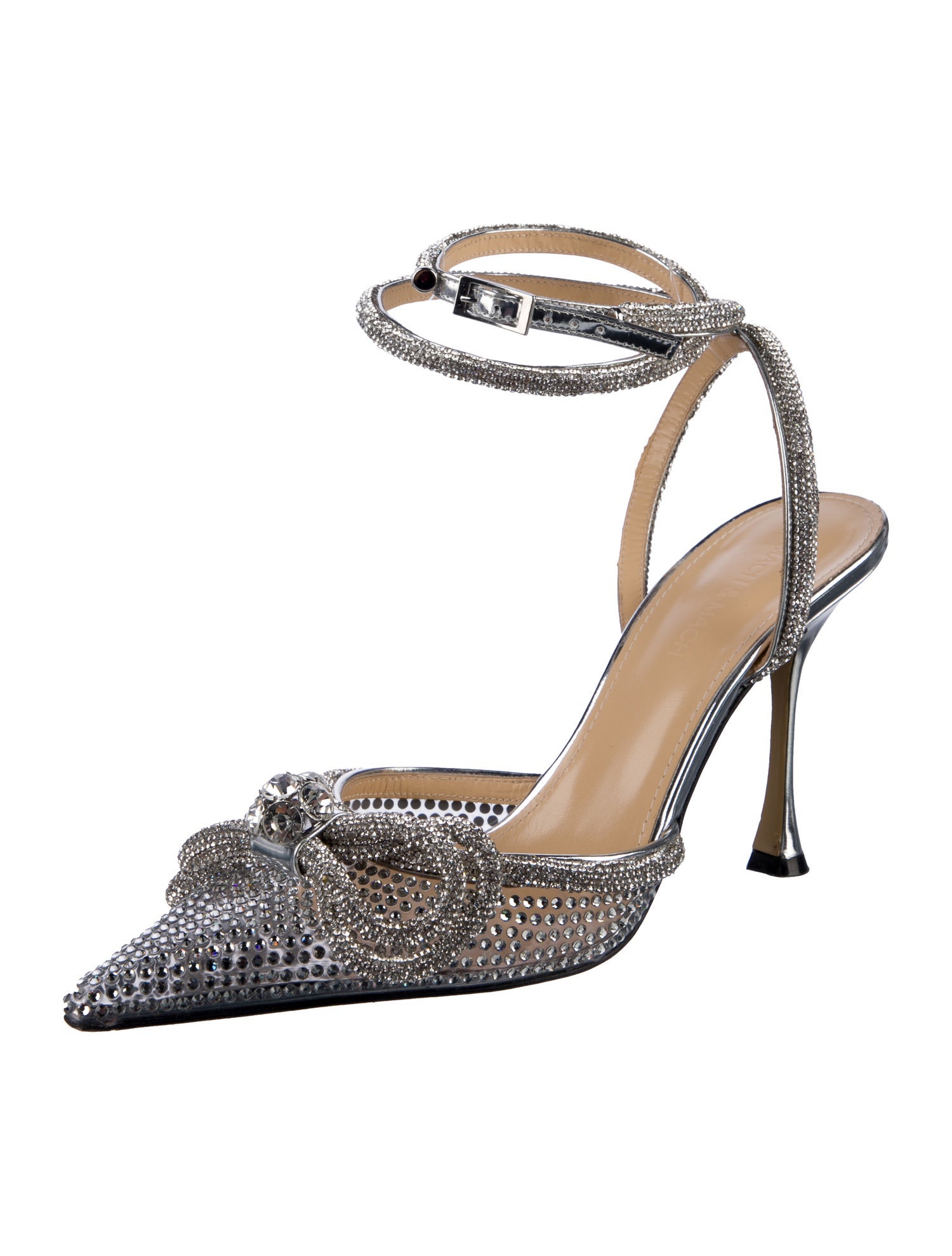 Mach & Mach Crystal Bow Accents Slingback Pumps