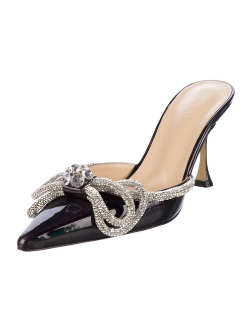 Mach & Mach Patent Leather Bow Accents Mules