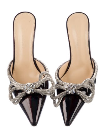 Mach & Mach Patent Leather Bow Accents Mules