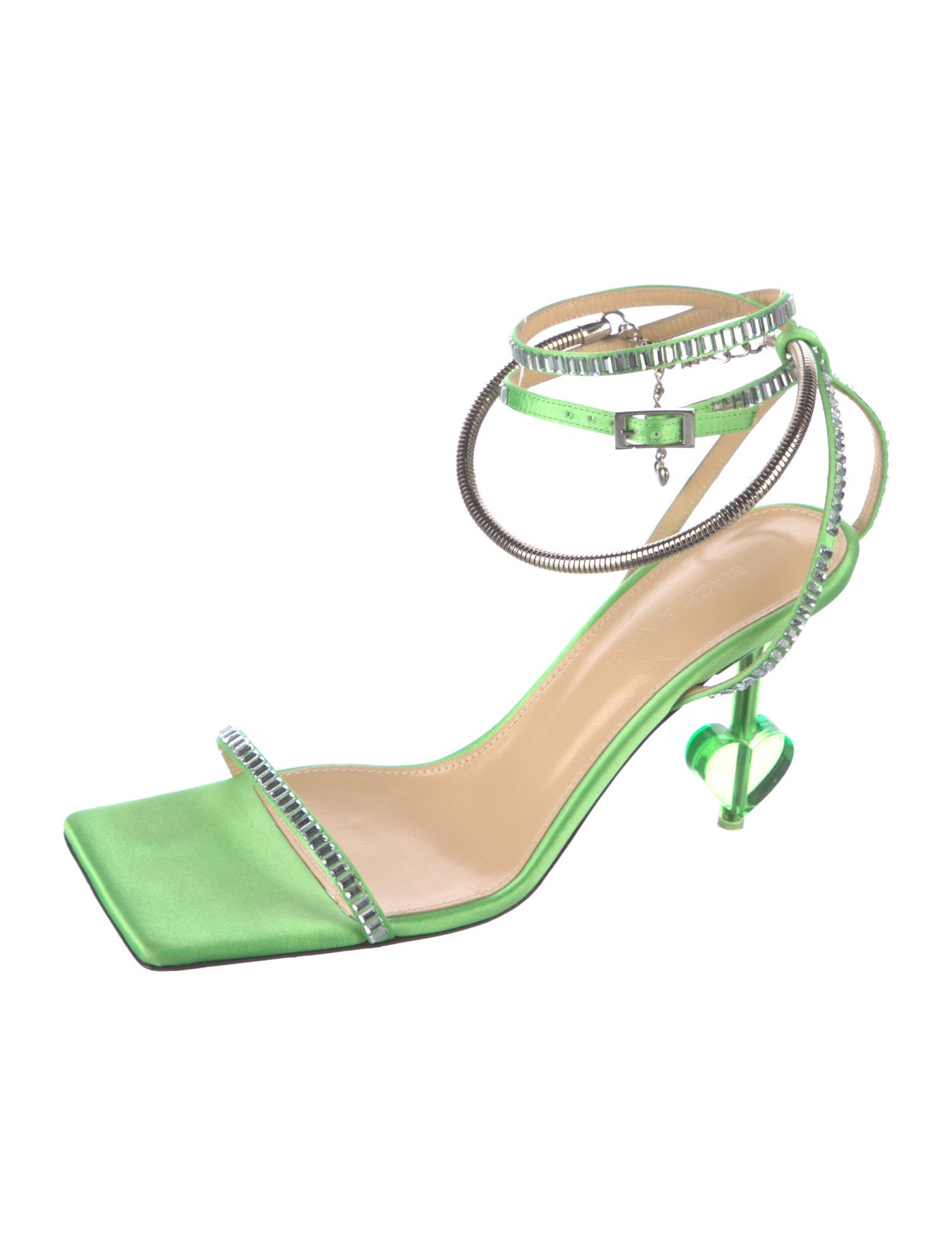 Mach & Mach Satin Chain-Link Accents Sandals