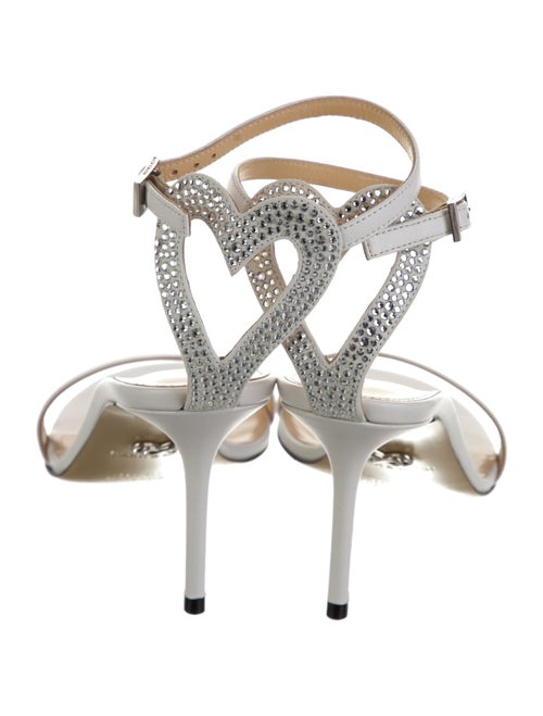 Mach & Mach Leather Crystal Embellishments Sandals