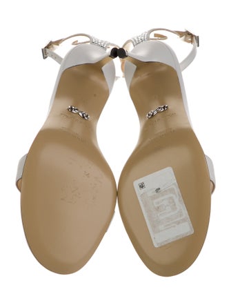 Mach & Mach Leather Crystal Embellishments Sandals