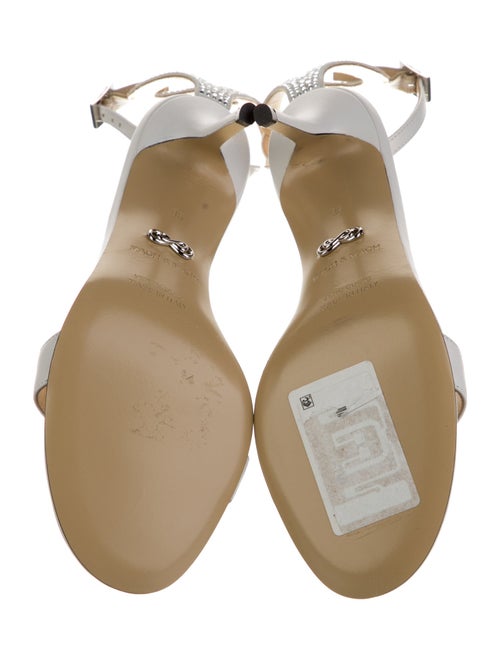 Mach & Mach Leather Crystal Embellishments Sandals