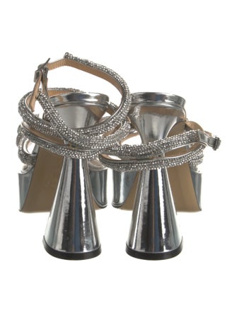 Mach & Mach Crystal Bow Accents Slingback Pumps