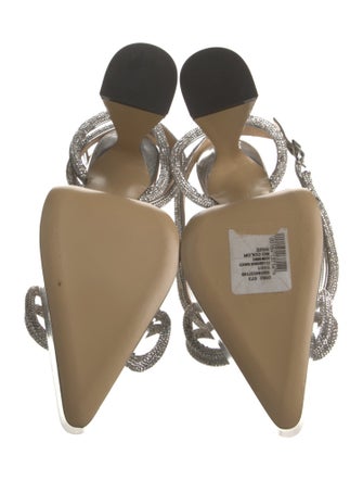 Mach & Mach Crystal Bow Accents Slingback Pumps
