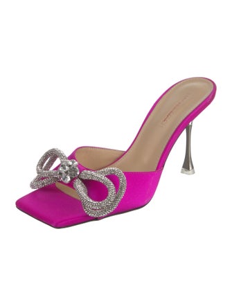 Mach & Mach Patent Leather Bow Accents Slides