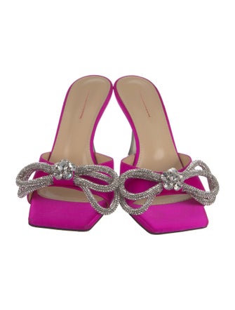 Mach & Mach Patent Leather Bow Accents Slides