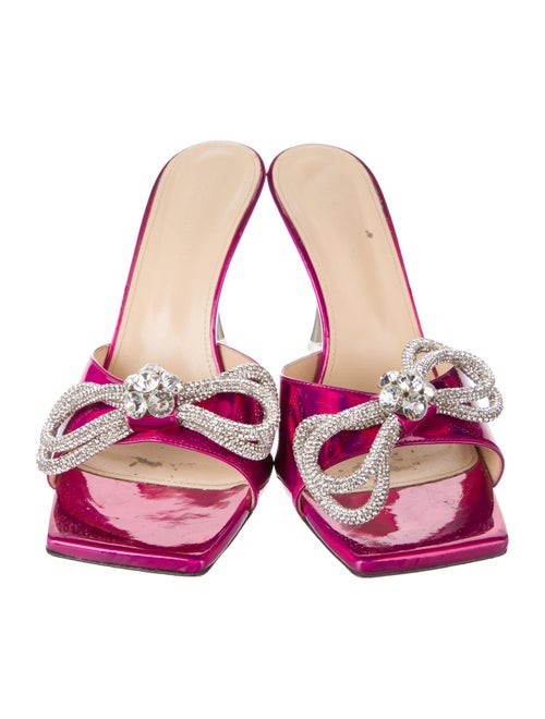 Mach & Mach Patent Leather Bow Accents Slides