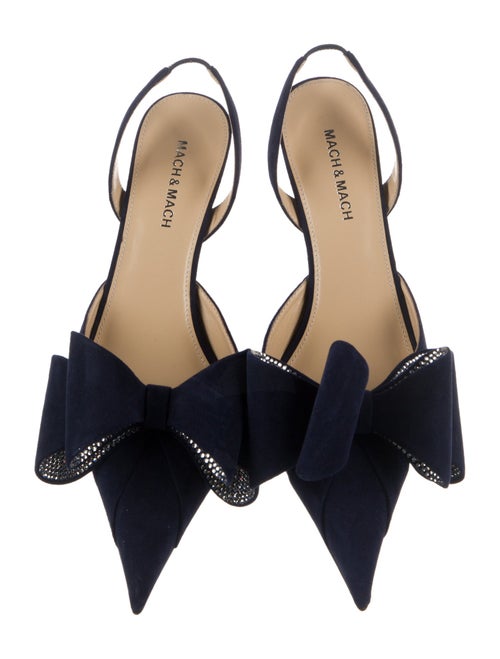 Mach & Mach Leather Bow Accents Slingback Pumps