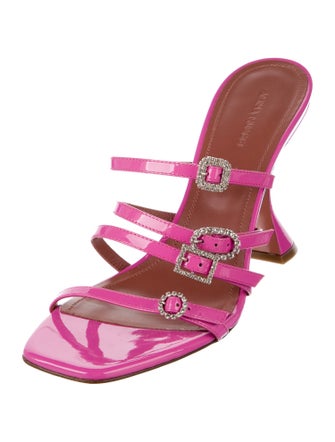 Amina Muaddi Patent Leather Slides