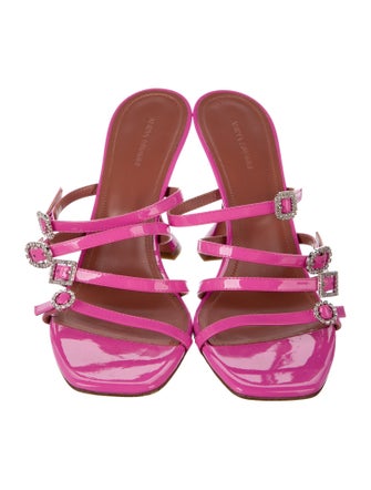 Amina Muaddi Patent Leather Slides