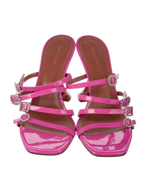 Amina Muaddi Patent Leather Slides