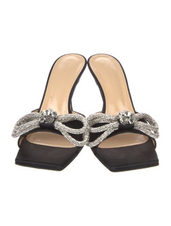 Mach & Mach Satin Crystal Embellishments Slides