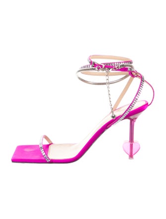 Mach & Mach Satin Crystal Embellishments Sandals