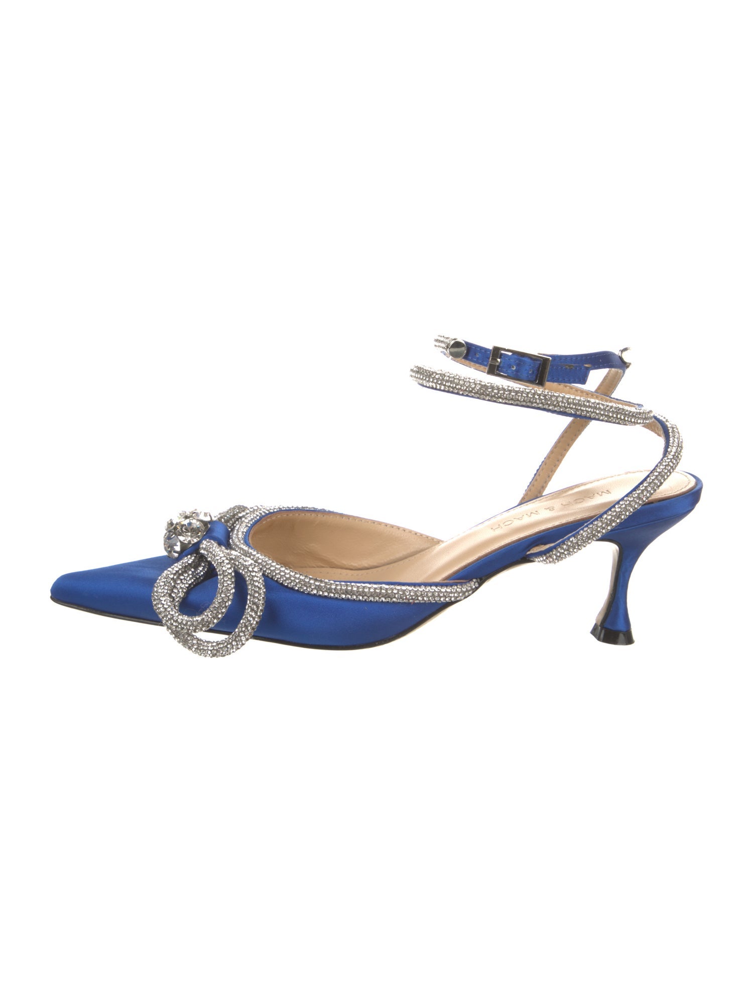 Mach & Mach Velvet Bow Accents Slingback Pumps