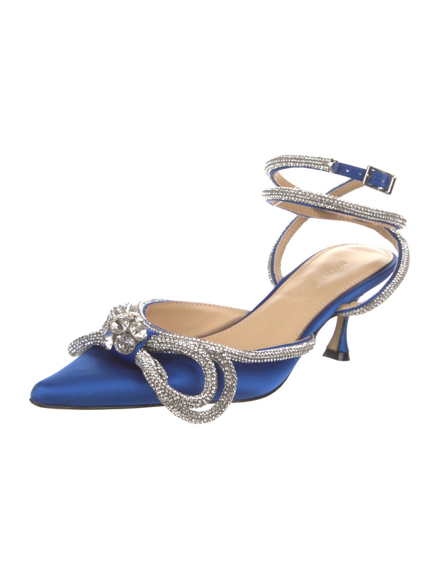 Mach & Mach Velvet Bow Accents Slingback Pumps