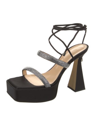 Mach & Mach Satin Crystal Embellishments Sandals