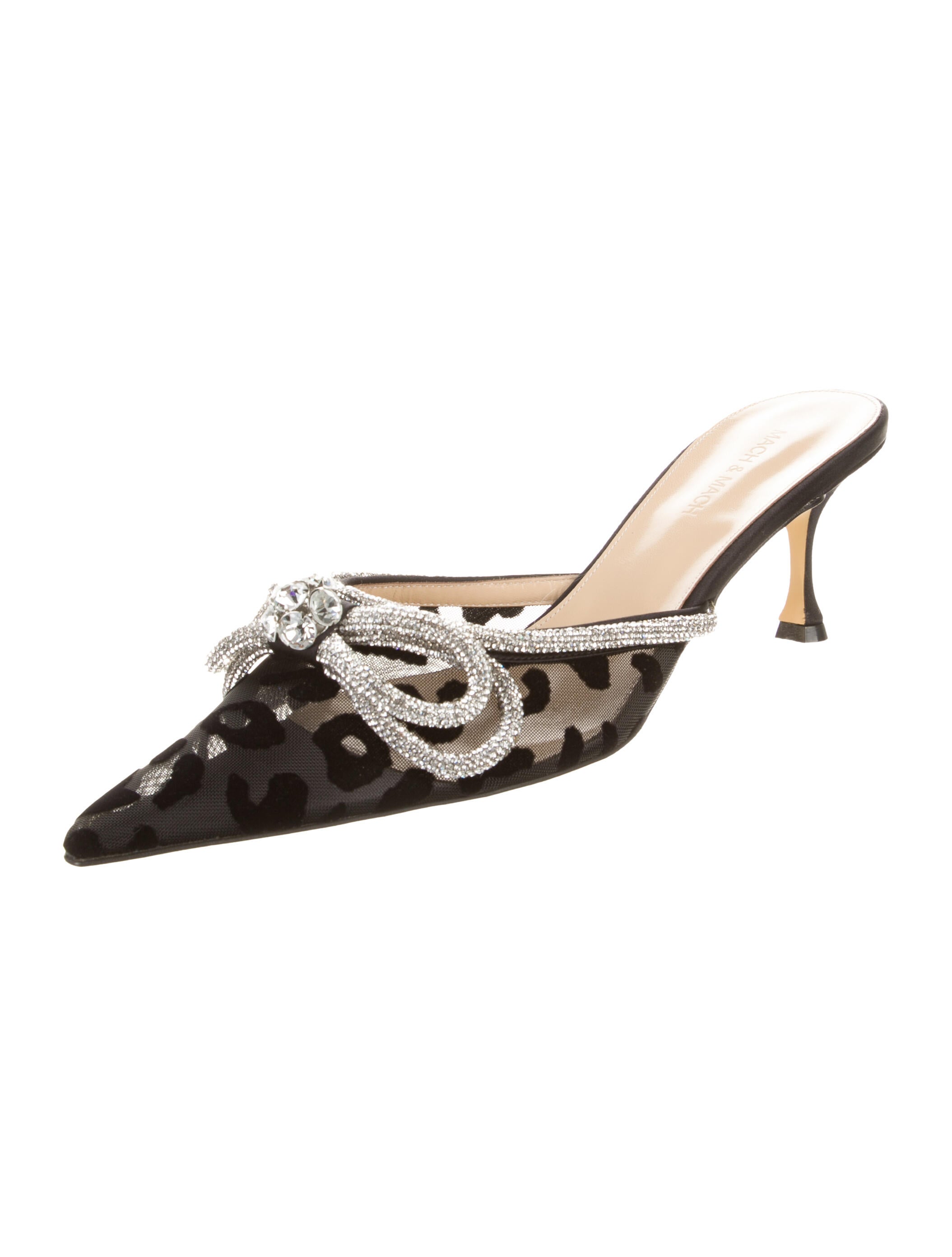 Mach & Mach Mesh Animal Print Mules w/ Tags