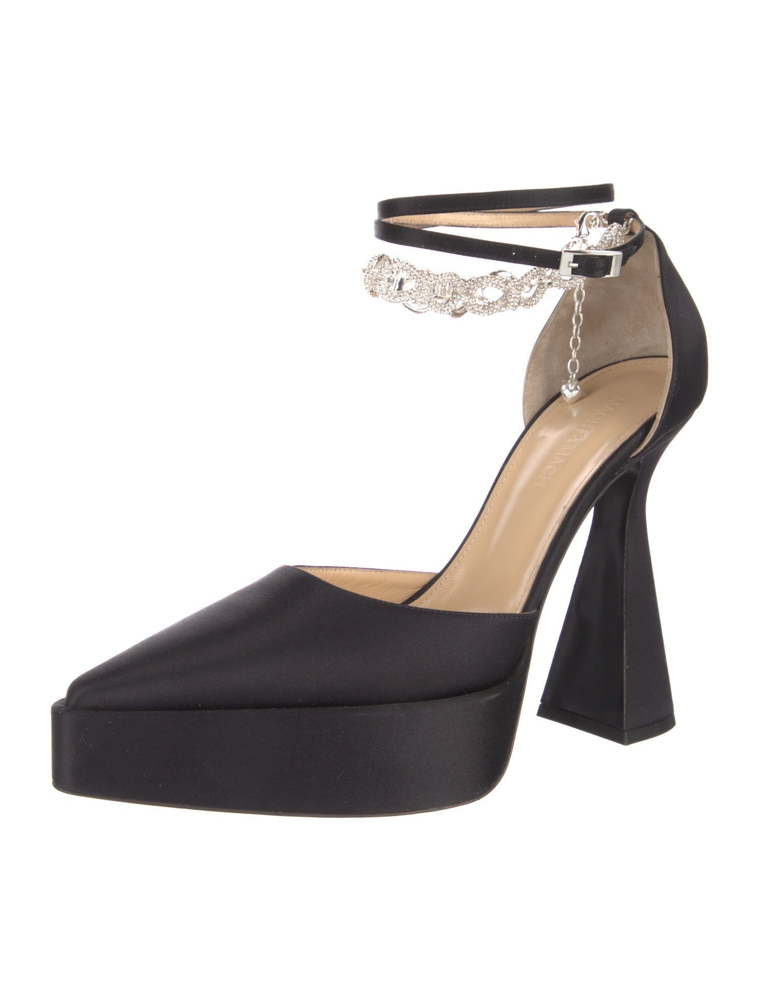 Mach & Mach Satin Chain-Link Accents D'Orsay Pumps