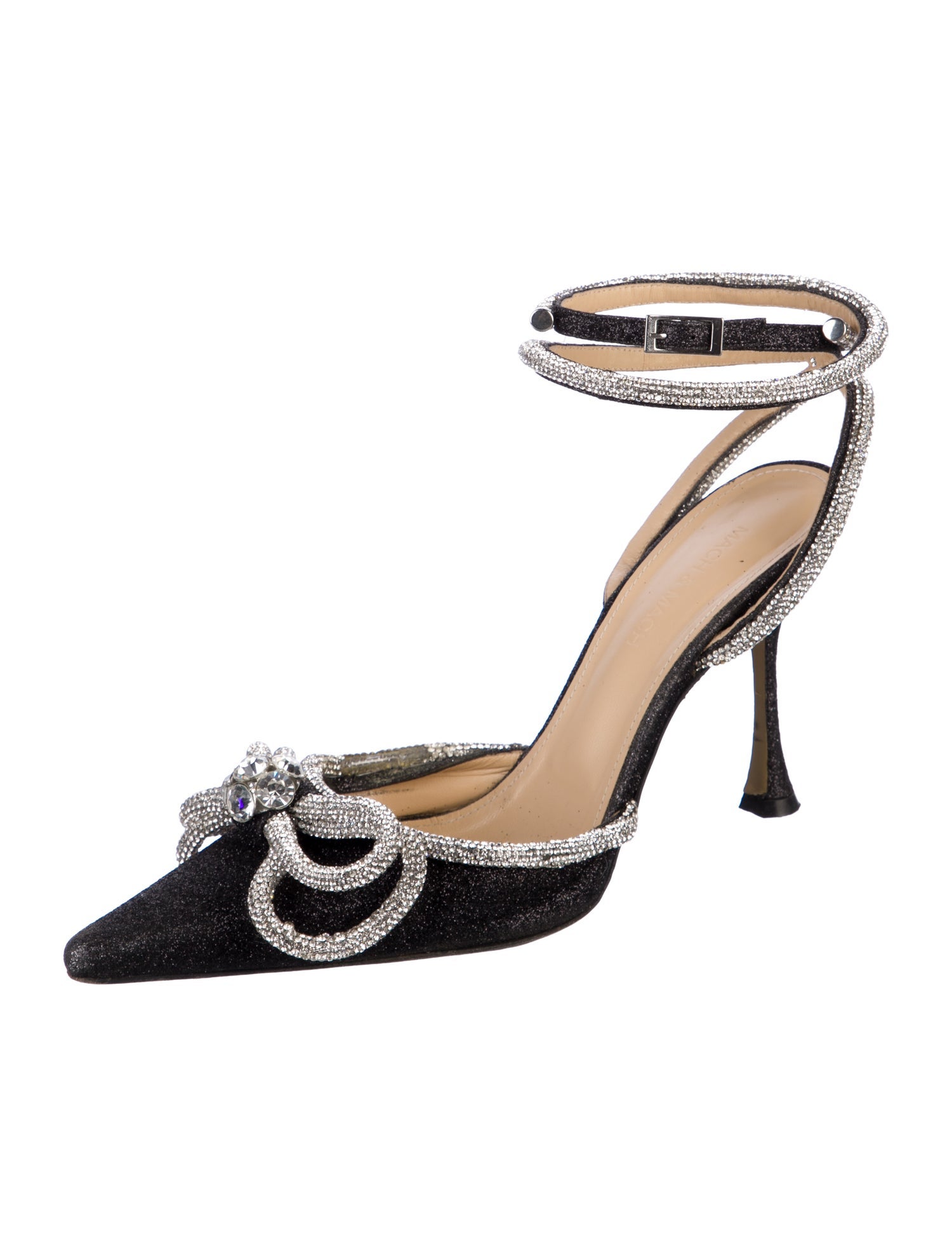 Mach & Mach Satin Crystal Embellishments Sandals