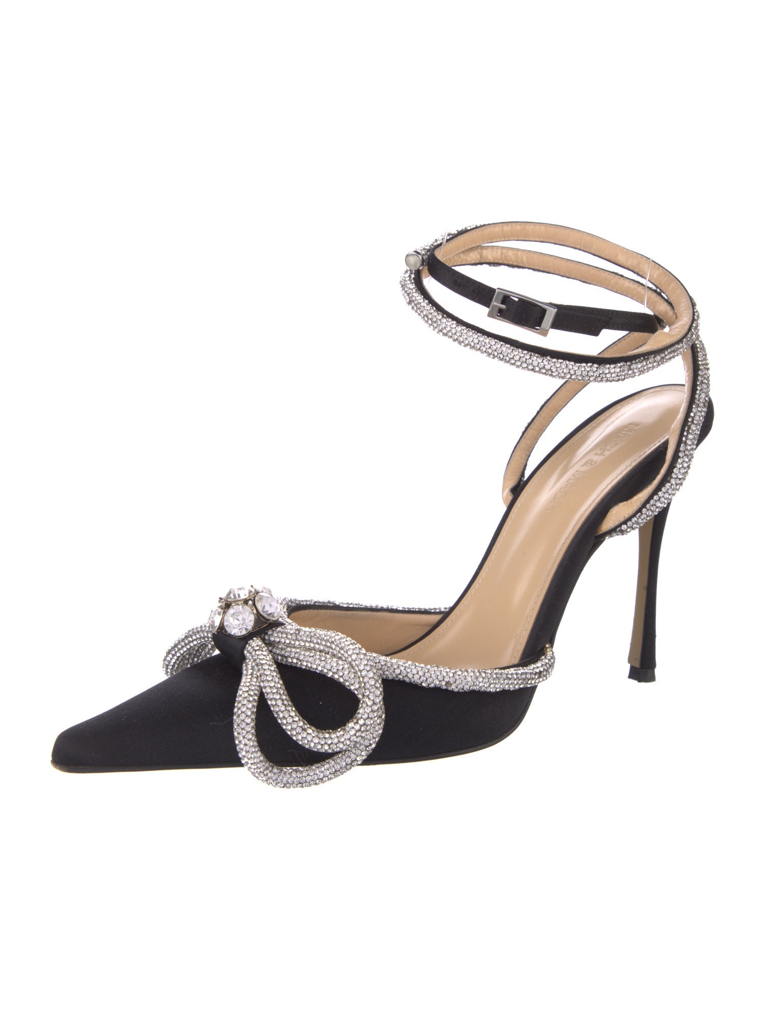 Mach & Mach Satin Bow Accents Slingback Pumps