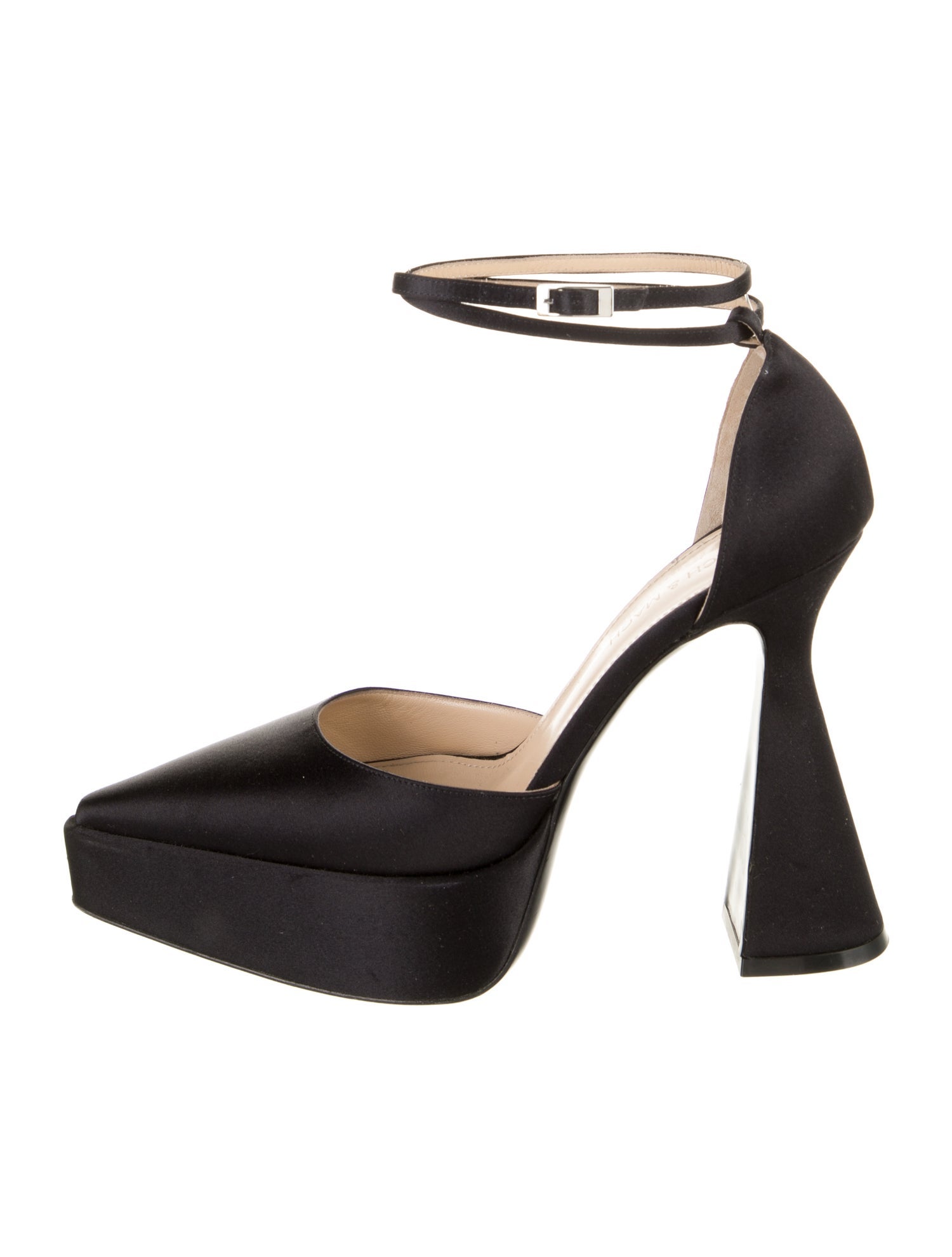 Mach & Mach Satin Crystal Embellishments D'Orsay Pumps