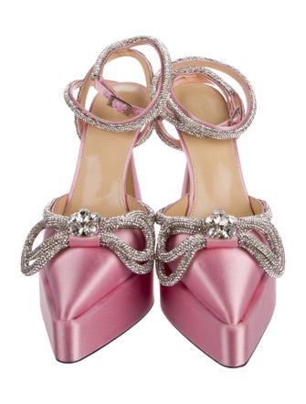 Mach & Mach Satin Crystal Embellishments D'Orsay Pumps