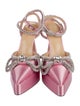 Mach & Mach Satin Crystal Embellishments D'Orsay Pumps