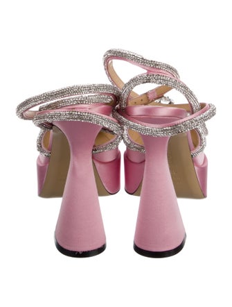 Mach & Mach Satin Crystal Embellishments D'Orsay Pumps