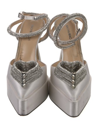 Mach & Mach Satin Crystal Embellishments Slingback Pumps