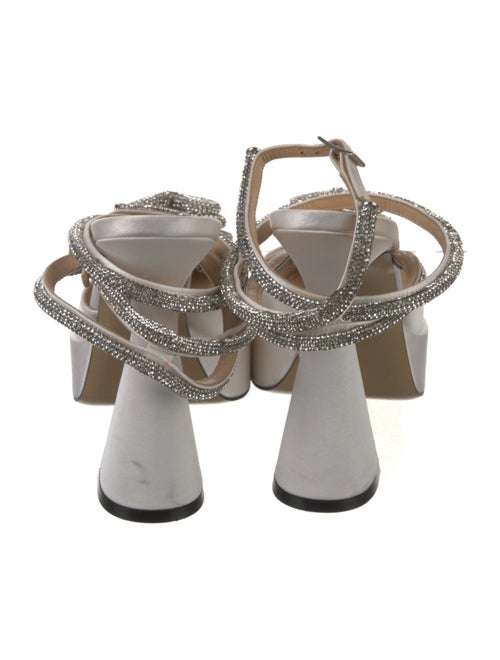 Mach & Mach Satin Crystal Embellishments Slingback Pumps