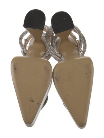 Mach & Mach Satin Crystal Embellishments Slingback Pumps