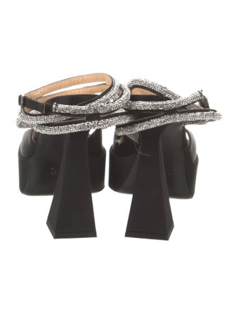 Mach & Mach Satin Crystal Embellishments Sandals