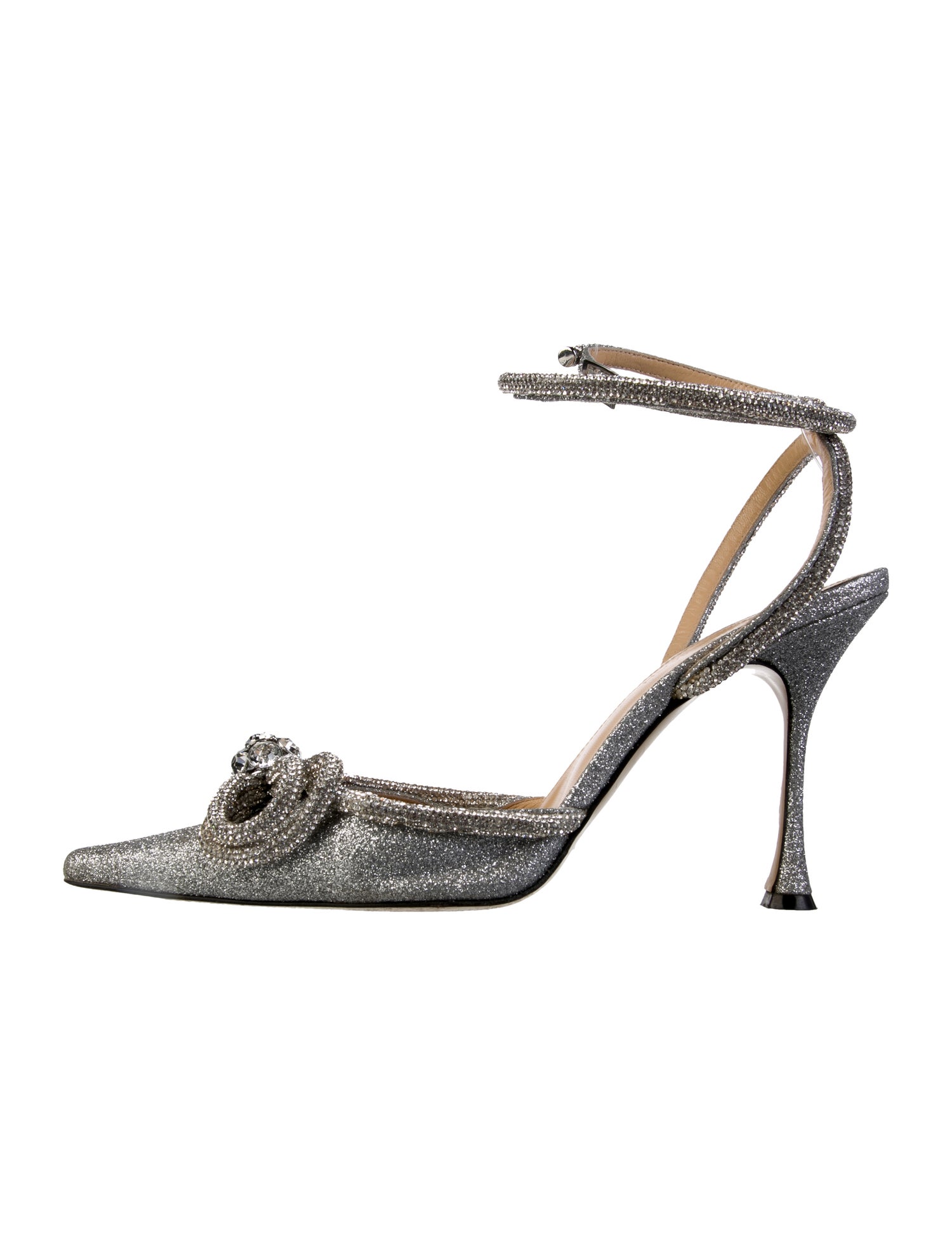 Mach & Mach Leather Glitter Accents Sandals