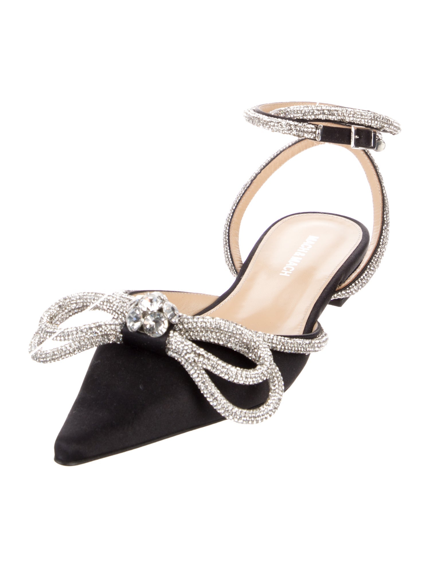 Mach & Mach Satin Bow Accents Slingback Flats