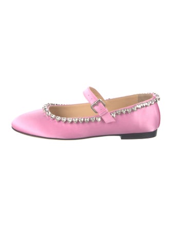 Mach & Mach Satin Crystal Embellishments Mary Jane Flats