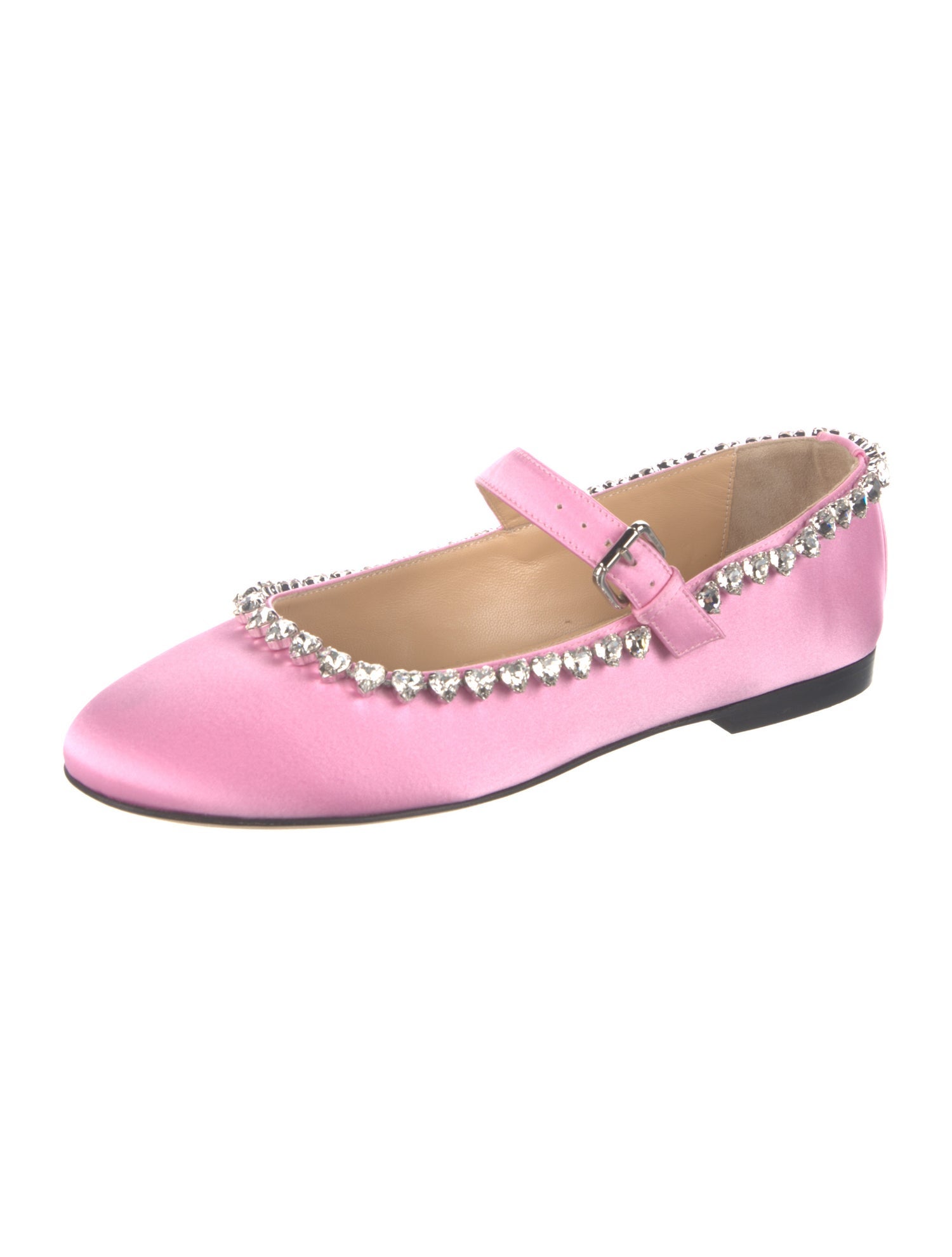 Mach & Mach Satin Crystal Embellishments Mary Jane Flats