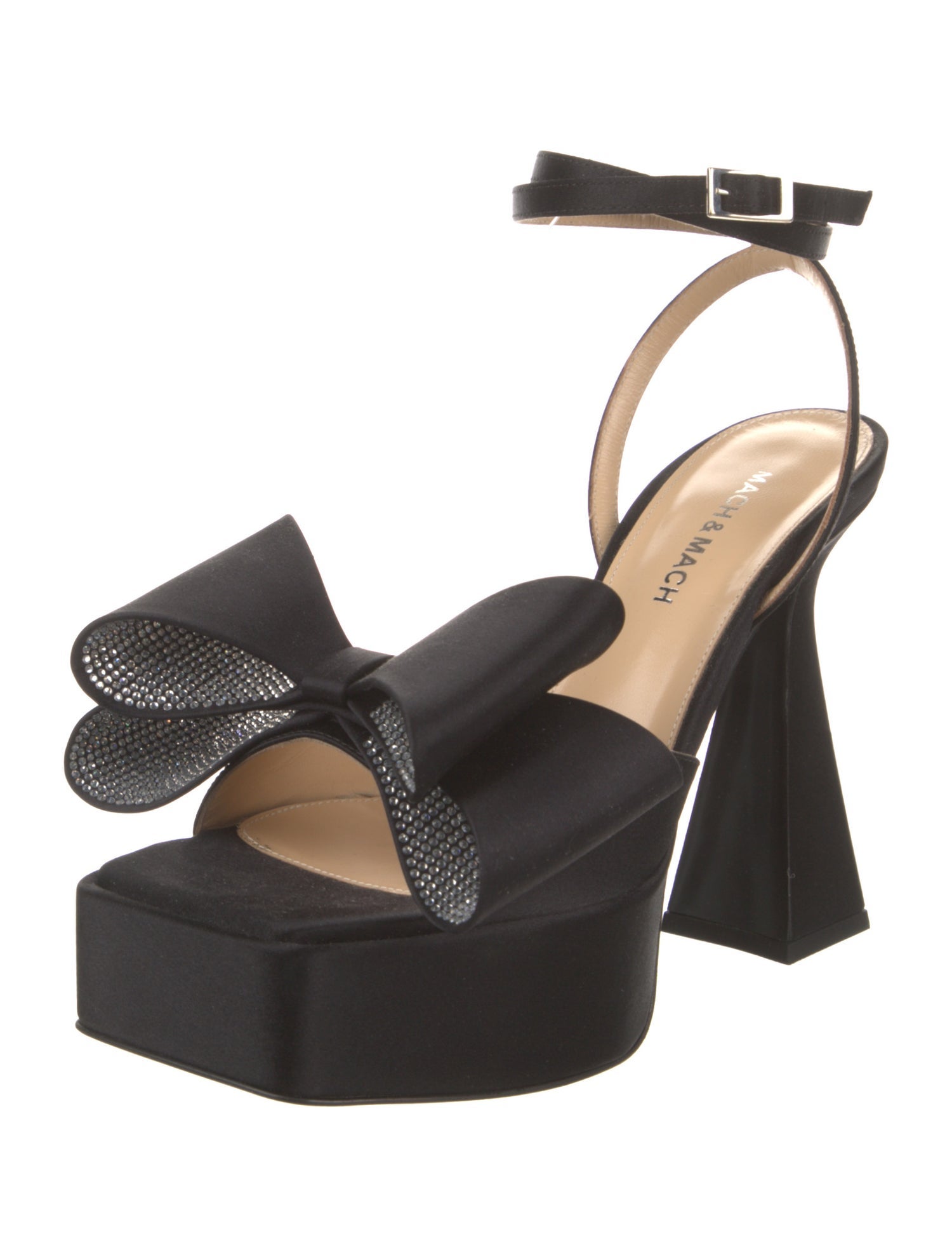 Mach & Mach Satin Bow Accents Sandals
